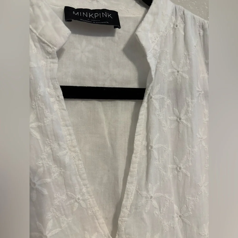 MINKPINK-Revolve White Sadie Broidery Mini Dress size XS